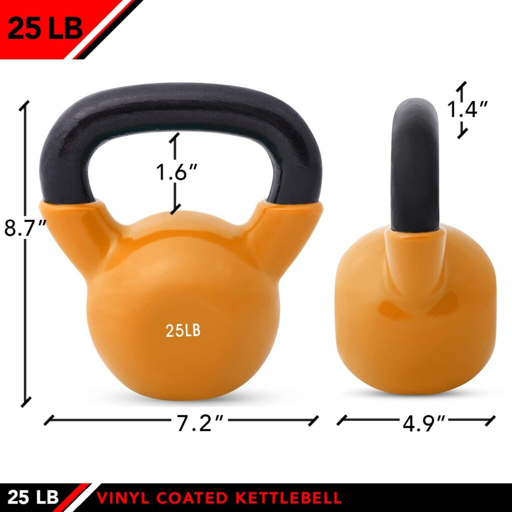 JFIT Kettlebell Weights Vinyl Coated Iron - 12 Size Options, 5lbs-50lbs - Coated for Floor and Equipment Protection, Noise Reduction, Ballistic, Core, Weight Training