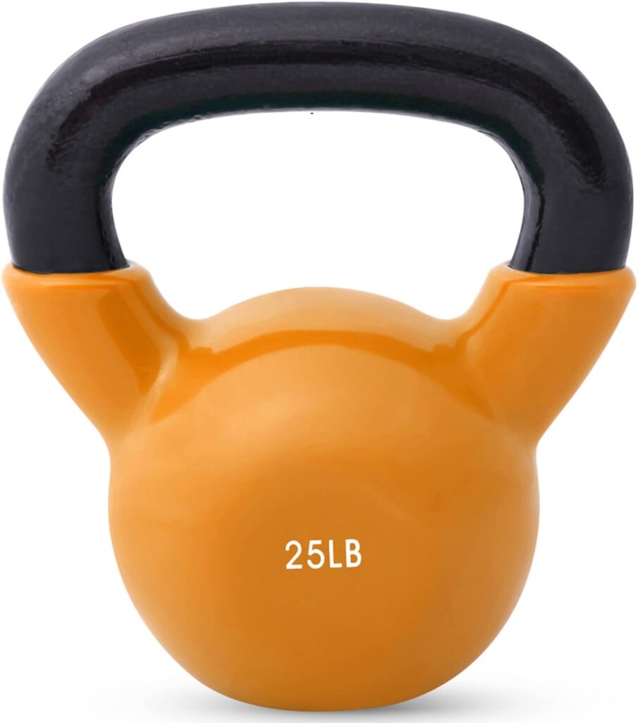 JFIT Kettlebell Weights Vinyl Coated Iron - 12 Size Options, 5lbs-50lbs - Coated for Floor and Equipment Protection, Noise Reduction, Ballistic, Core, Weight Training