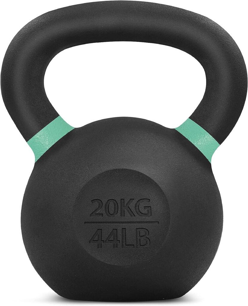 Yes4All Powder Coated Kettlebell Weights with Wide Handles  Flat Bottoms Cast Iron Kettlebells for Strength, Conditioning  Cross-Training