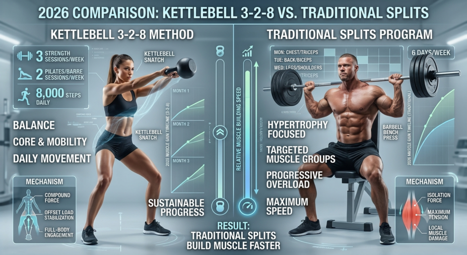 Kettlebell 3-2-8 vs Traditional Splits: Which Builds Muscle Faster in 2026?